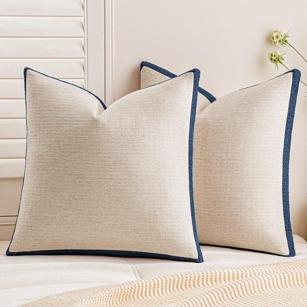 3160 Loop Yarn Linen-Like Pillow Cover Natural Soft Decorative Throw Pillow
